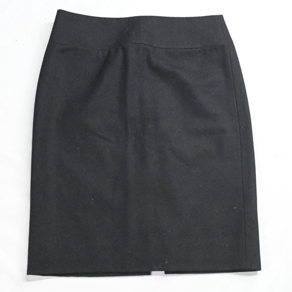 Banana Republic 6 Black Flannel Wool Back Zip‎ Straight Pencil Skirt - Picture 1 of 7